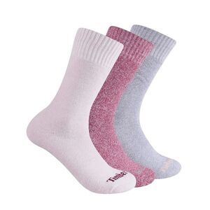 Timberland Cushioned Boot Socks Cream Maroon Gray Marled Knit 6.5 - 9.5